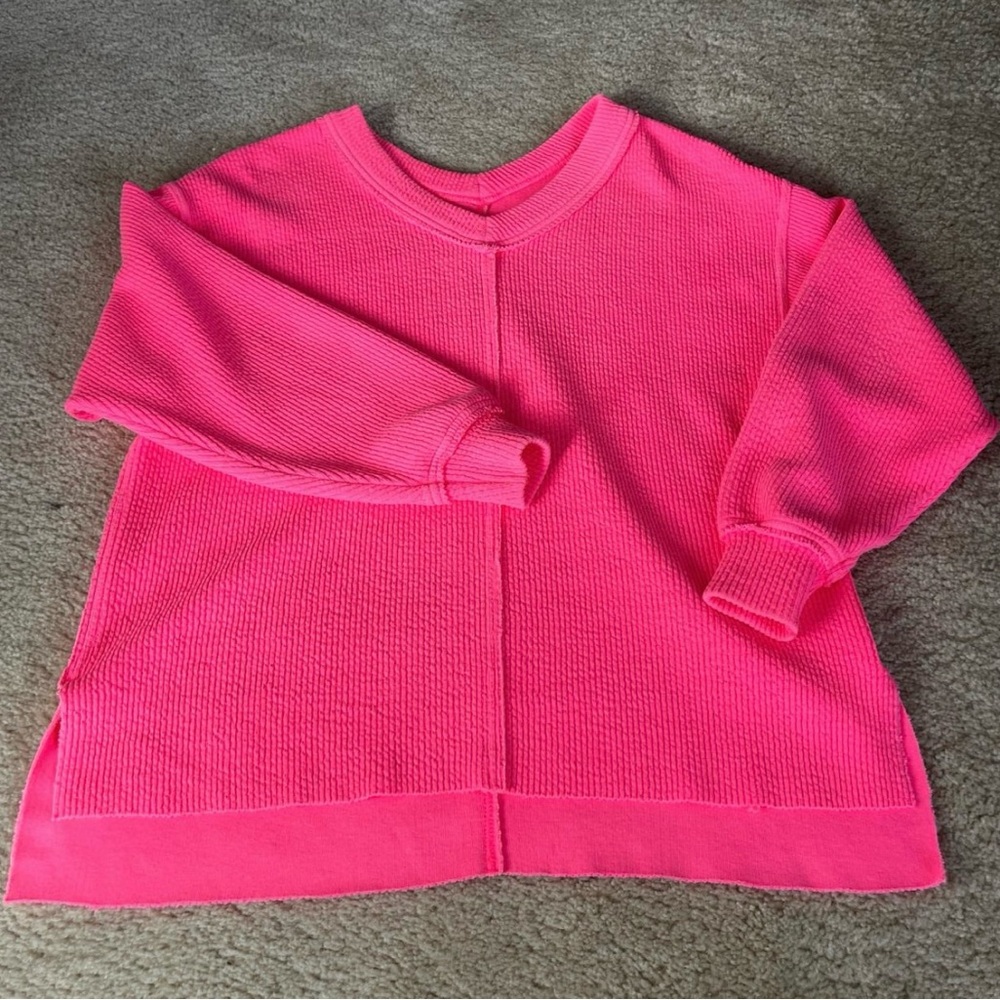 Aerie Bright Pink Crew Neck Sweater